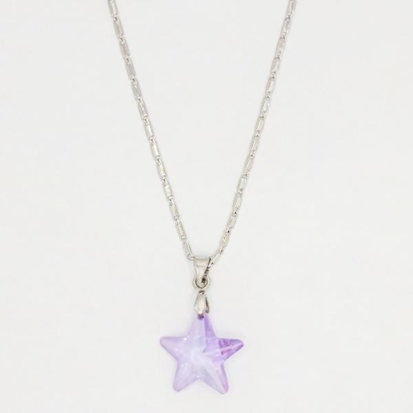 JEWELRY - NECKLACE - STAINLESS STEEL AND ZIRCON - STAR К065-02 - 2.0x2.8cm NICKEL-PURPLE - PACKAGE 6pcs.