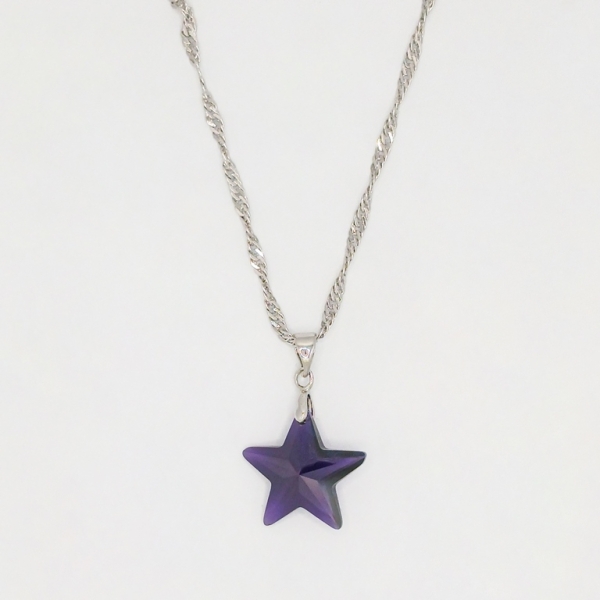 JEWELRY - NECKLACE - STAINLESS STEEL AND ZIRCON - STAR К065-03 - 2.0x2.8cm NICKEL-PURPLE (DARK) - PACKAGE 6pcs.