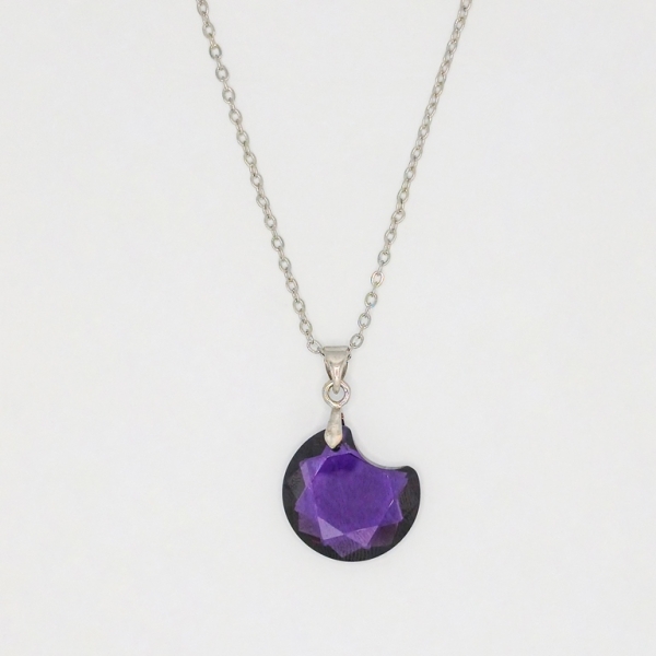 JEWELRY - NECKLACE - STAINLESS STEEL AND ZIRCON - MOON К066-05 - 2.0x3.0cm NICKEL-PURPLE (DARK) - PACKAGE 6pcs.