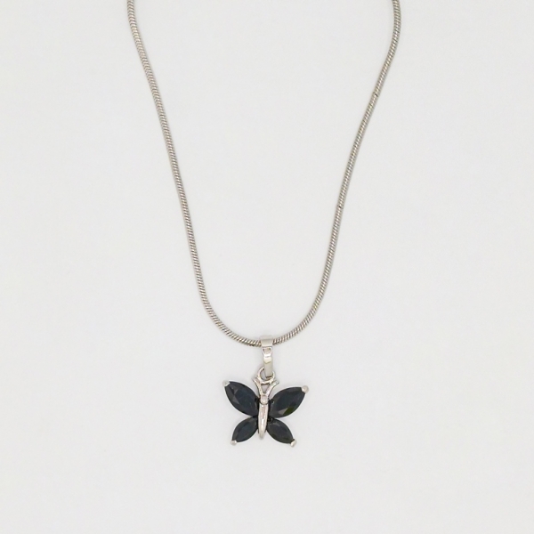 JEWELRY - NECKLACE - STAINLESS STEEL AND ZIRCON - BUTTERFLY К080-09 - 1.5x1.8cm NICKEL-BLACK - PACKAGE 6pcs.