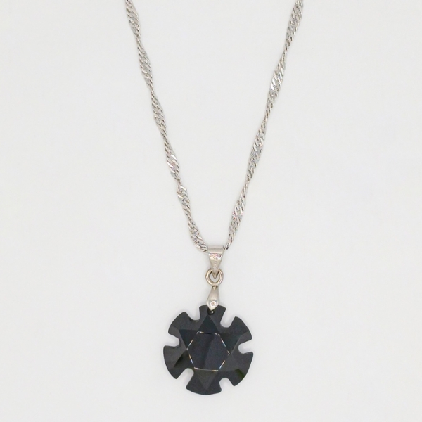 JEWELRY - NECKLACE - STAINLESS STEEL AND ZIRCON - FLOWER К063-01 - 2x3cm NICKEL-BLACK - PACKAGE 6pcs.