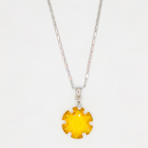 JEWELRY - NECKLACE - STAINLESS STEEL AND ZIRCON - FLOWER К063-02 - 2x3cm NICKEL-ORANGE - PACKAGE 6pcs.