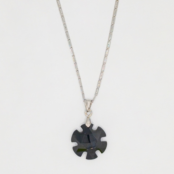 JEWELRY - NECKLACE - STAINLESS STEEL AND ZIRCON - FLOWER К063-02 - 2x3cm NICKEL-BLACK - PACKAGE 6pcs.