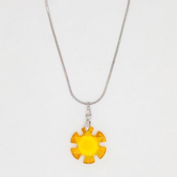 JEWELRY - NECKLACE - STAINLESS STEEL AND ZIRCON - FLOWER К063-03 - 2x3cm NICKEL-ORANGE - PACKAGE 6pcs.