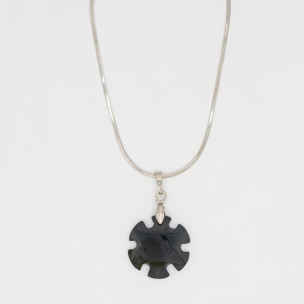 JEWELRY - NECKLACE - STAINLESS STEEL AND ZIRCON - FLOWER К063-03 - 2x3cm NICKEL-BLACK - PACKAGE 6pcs.