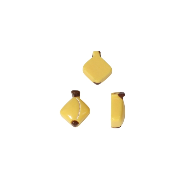 PLASTIC BEADS - RESIN 3D - FOR GLUING - BANANA 02 - 11x14x5мм YELLOW AND BROWN - PACKAGE 60pcs.