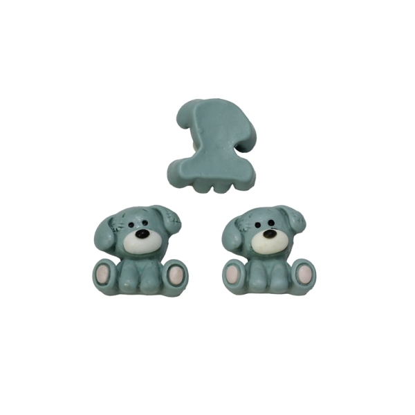 PLASTIC BEADS - RESIN 3D - FOR GLUING - PUPPY 01 - 16x17x8мм МЕНТА AND WHITE - PACKAGE 30pcs.