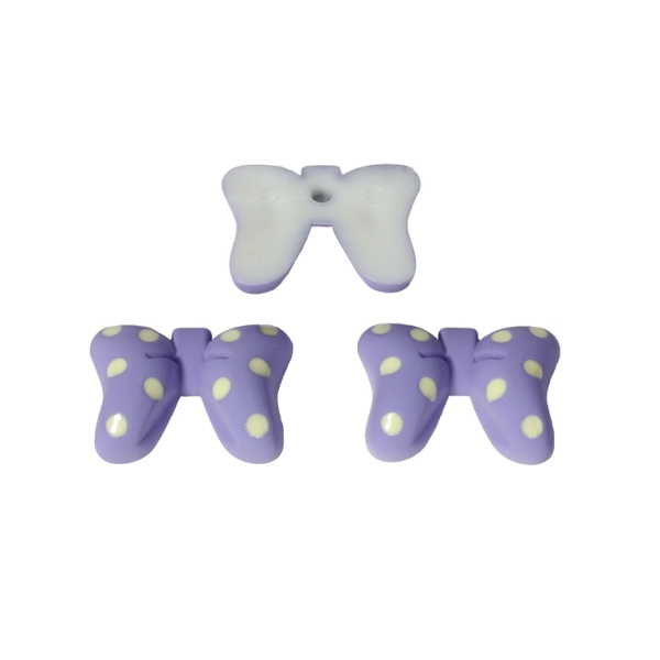 PLASTIC BEADS - RESIN 3D - FOR GLUING - RIBBON WITH DOTS 01 - 22x16x6мм PURPLE AND YELLOW (LIGHT) - PACKAGE 30pcs.