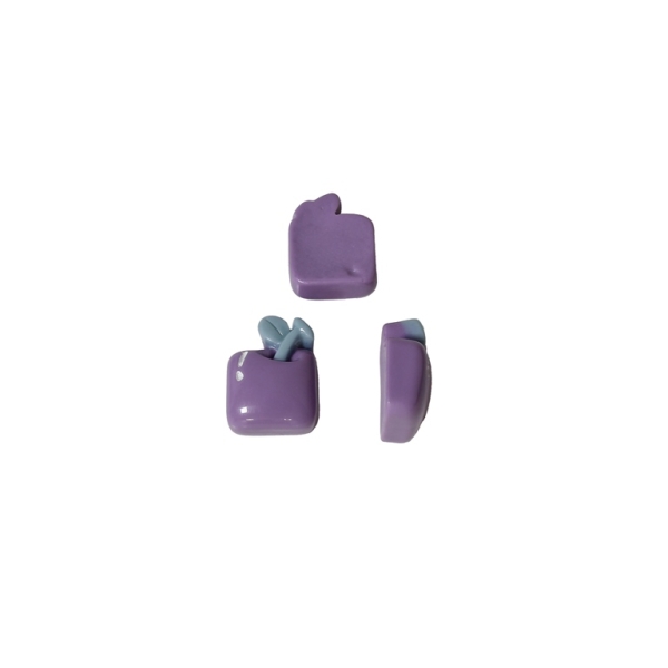 PLASTIC BEADS - RESIN 3D - FOR GLUING - APPLE 02 - 10x13x6мм PURPLE AND BLUE (LIGHT) - PACKAGE 60pcs.