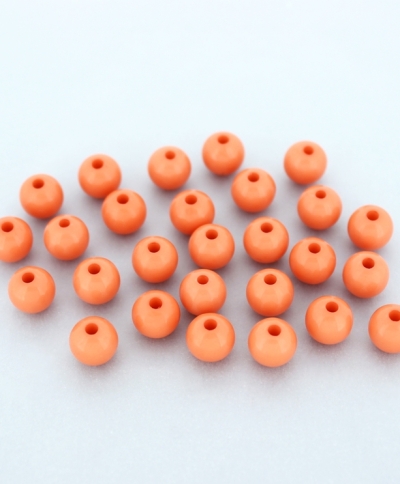 OPAQUE PLASTIC BEADS - BALL - 8mm CORAL ORANGE С09 - PACKAGE 500g Hole-1.8mm (1876pcs.)