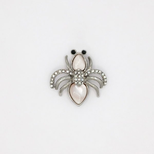 JEWELRY - BROOCH - MOTHER OF PEARL AND CRYSTALS - BEETLE В103 - 3.0x3.0cm NICKEL - 1pc.