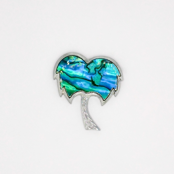 JEWELRY - BROOCH - MOTHER OF PEARL ROYAL - PALM TREE В100 - 3.2x3.6cm NICKEL - 1pc.