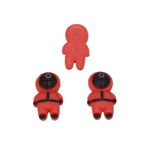 PLASTIC BEADS - RESIN 3D - FOR GLUING - Squid Game 01 Worker - 14x24x7мм RED (LIGHT) - PACKAGE 40pcs.