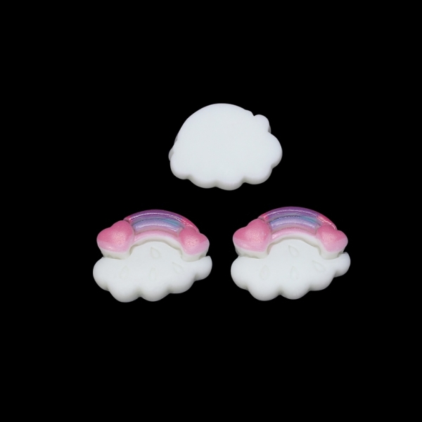 PLASTIC BEADS - RESIN 3D - FOR GLUING - RAINBOW 02 CLOUD - 19x15x5мм PINK AND WHITE - PACKAGE 40pcs.