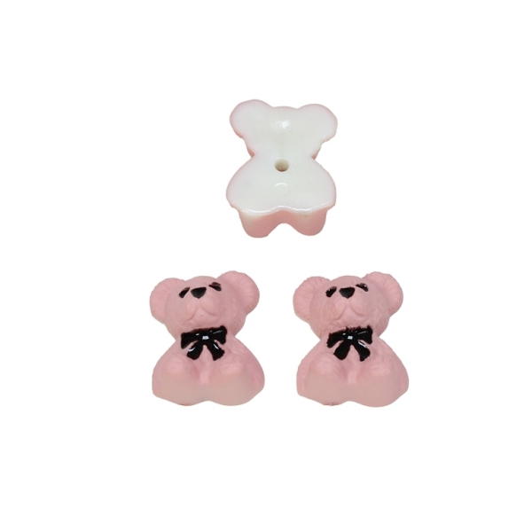 PLASTIC BEADS - RESIN 3D - FOR GLUING - BEAR 22 - 15x20x9мм PINK (LIGHT) - PACKAGE 40pcs.