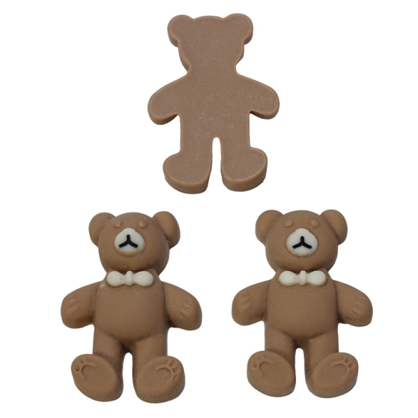 PLASTIC BEADS - RESIN 3D - FOR GLUING - BEAR 24 - 25x35x9мм BROWN (LIGHT) - PACKAGE 25pcs.