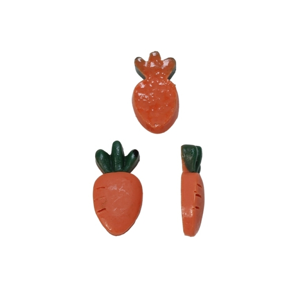 PLASTIC BEADS - RESIN 3D - FOR GLUING - CARROT 06 - 12x23x5мм ORANGE AND GREEN - PACKAGE 40pcs.