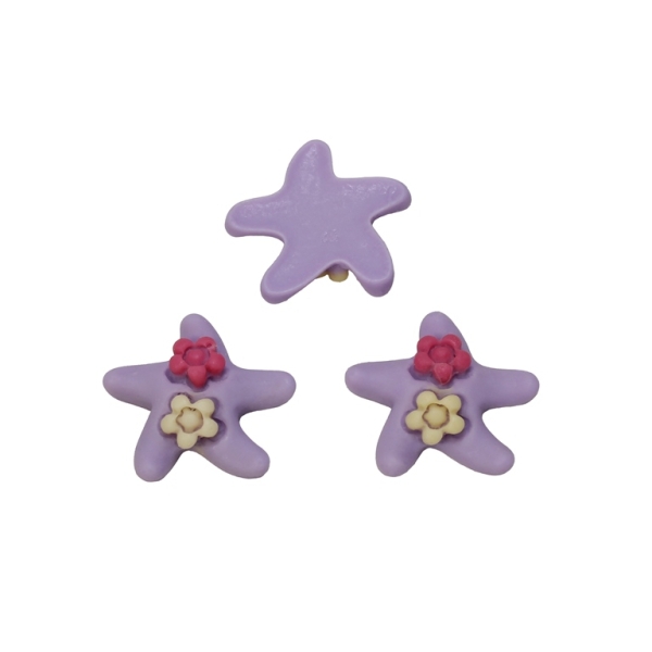 PLASTIC BEADS - RESIN 3D - FOR GLUING - STARFISH 01 - 22x20x6мм PURPLE - PACKAGE 40pcs.