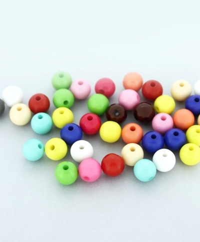 OPAQUE PLASTIC BEADS - BALL - 8mm MIX - PACKAGE 500g Hole-1.8mm (1786pcs.)