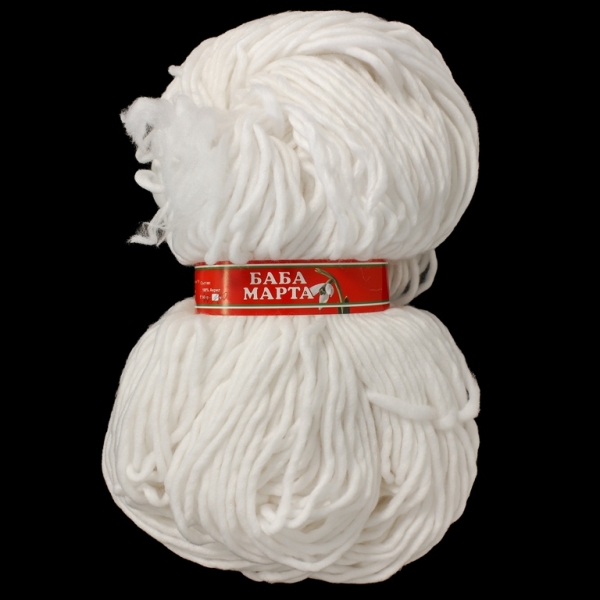 YARN - BABA MARTA 100-1 - WHITE - 100g (110m) - ACRYLIC - 1 skein