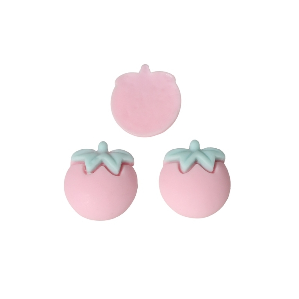 PLASTIC BEADS - RESIN 3D - FOR GLUING - TOMATO 03 - 18x19x6mm PINK (LIGHT) AND TURQUOISE (LIGHT) - PACKAGE 50pcs.