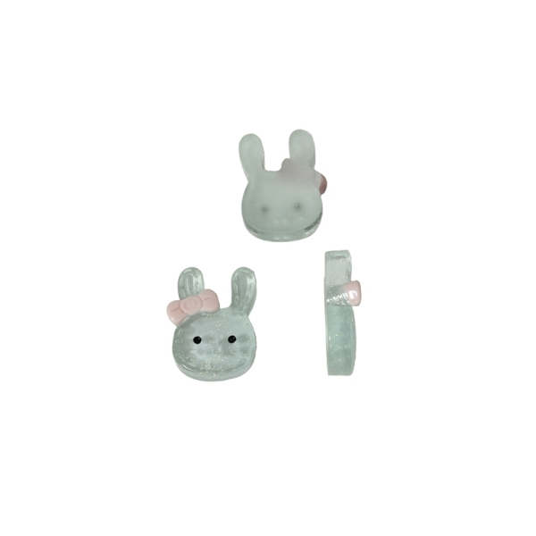 PLASTIC BEADS - RESIN 3D - FOR GLUING - BUNNY 02 TRANSPARENT - 12x16x5mm TURQUOISE (LIGHT) AND PINK (LIGHT) - PACKAGE 40pcs.