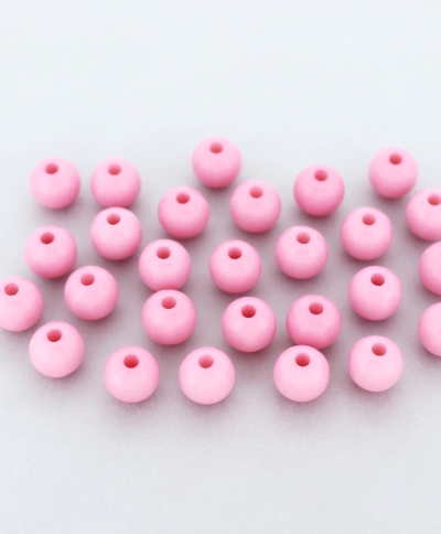 OPAQUE PLASTIC BEADS - BALL - 8mm PINK С02 - PACKAGE 500g Hole-1.8mm (1980pcs.)