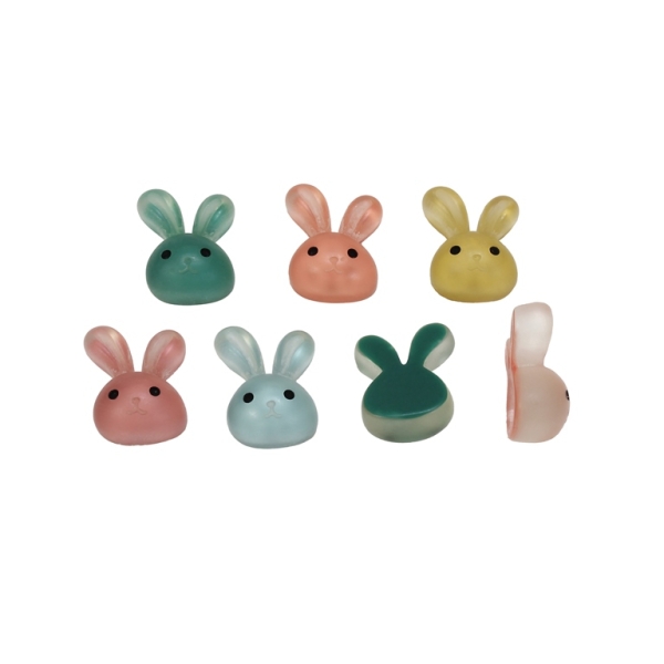 PLASTIC BEADS - RESIN 3D - FOR GLUING - BUNNY 03 TRANSPARENT - 11x13x6mm MIX - PACKAGE 50pcs.