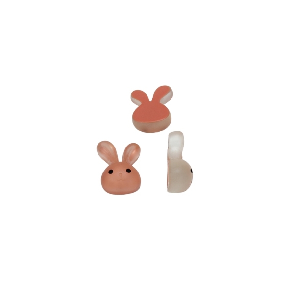 PLASTIC BEADS - RESIN 3D - FOR GLUING - BUNNY 03 TRANSPARENT - 11x13x6mm PEACH - PACKAGE 50pcs.