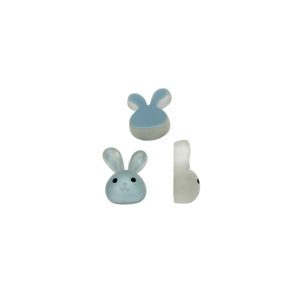 PLASTIC BEADS - RESIN 3D - FOR GLUING - BUNNY 03 TRANSPARENT - 11x13x6mm BLUE (LIGHT) - PACKAGE 50pcs.