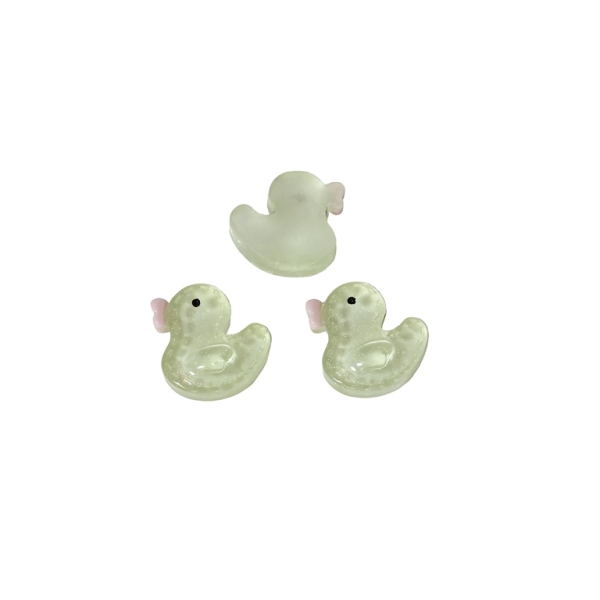 PLASTIC BEADS - RESIN 3D - FOR GLUING - DUCK 04 TRANSPARENT - 15x14x5mm GREEN (LIGHT) AND PINK (LIGHT) - PACKAGE 50pcs.