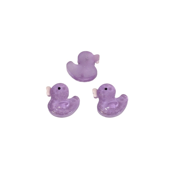 PLASTIC BEADS - RESIN 3D - FOR GLUING - DUCK 04 TRANSPARENT - 15x14x5mm PURPLE (DARK) AND PINK (LIGHT) - PACKAGE 50pcs.