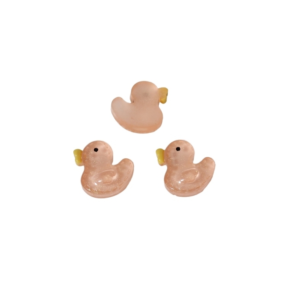 PLASTIC BEADS - RESIN 3D - FOR GLUING - DUCK 04 TRANSPARENT - 15x14x5mm PEACH (LIGHT) AND YELLOW - PACKAGE 50pcs.