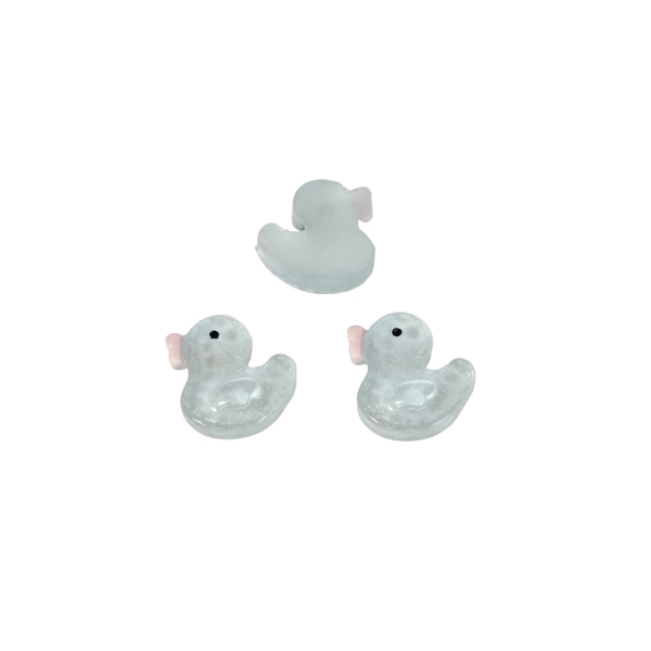 PLASTIC BEADS - RESIN 3D - FOR GLUING - DUCK 04 TRANSPARENT - 15x14x5mm TURQUOISE (LIGHT) AND PINK (LIGHT) - PACKAGE 50pcs.