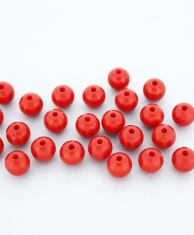 OPAQUE PLASTIC BEADS - BALL - 8mm RED С07 - PACKAGE 500g Hole-1.8mm (1917pcs.)