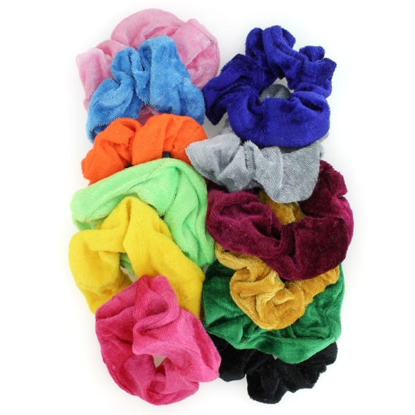 JEWELRY - ACCESSORY FOR HAIR - SCRUNCHIE - PLUSH - 10cm MIX 01 - PACKAGE (12 pcs.)