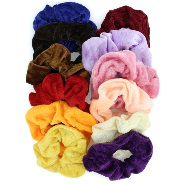 JEWELRY - ACCESSORY FOR HAIR - SCRUNCHIE - PLUSH - 10cm MIX 03 - PACKAGE (12 pcs.)