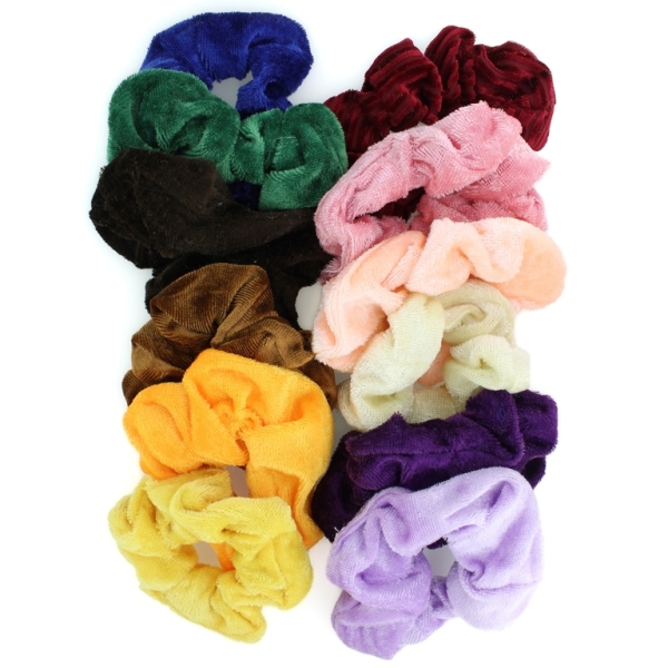 JEWELRY - ACCESSORY FOR HAIR - SCRUNCHIE - PLUSH - 10cm MIX 04 - PACKAGE (12 pcs.)