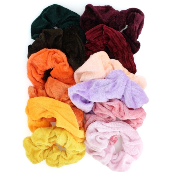 JEWELRY - ACCESSORY FOR HAIR - SCRUNCHIE - PLUSH - 10cm MIX 05 - PACKAGE (12 pcs.)