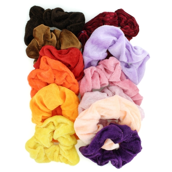 JEWELRY - ACCESSORY FOR HAIR - SCRUNCHIE - PLUSH - 10cm MIX 06 - PACKAGE (12 pcs.)