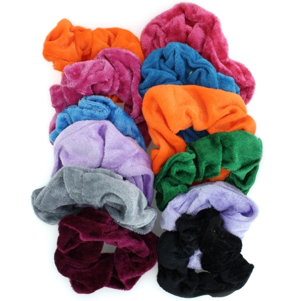 JEWELRY - ACCESSORY FOR HAIR - SCRUNCHIE - PLUSH - 10cm MIX 07 - PACKAGE (12 pcs.)