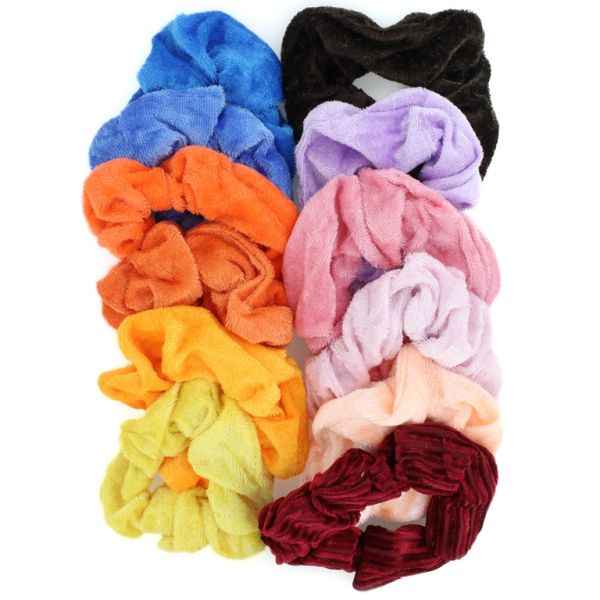 JEWELRY - ACCESSORY FOR HAIR - SCRUNCHIE - PLUSH - 10cm MIX 09 - PACKAGE (12 pcs.)