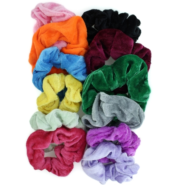 JEWELRY - ACCESSORY FOR HAIR - SCRUNCHIE - PLUSH - 10cm MIX 11 - PACKAGE (12 pcs.)