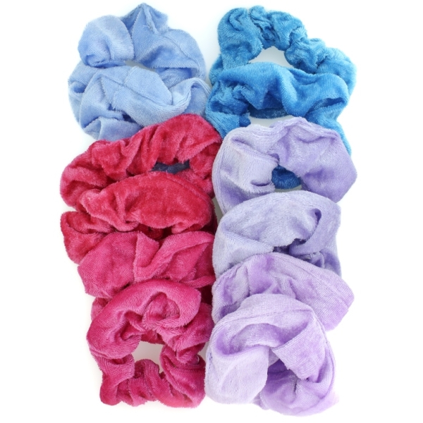 JEWELRY - ACCESSORY FOR HAIR - SCRUNCHIE - PLUSH - 10cm MIX 12 - PACKAGE (12 pcs.)