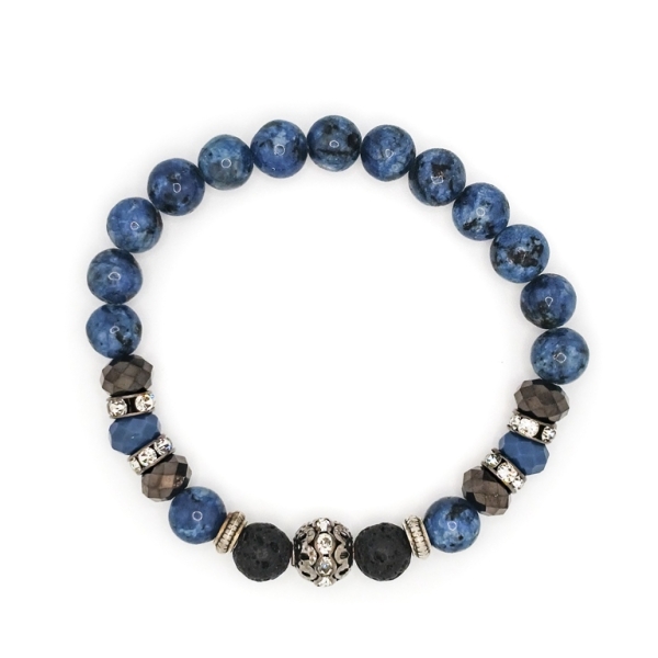 JEWELRY - ELASTIC BRACELET - NATURAL STONE - BALL 8mm - DUMORTIERITE - CRYSTALS - VOLCANIC STONE - 1pc.