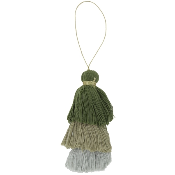 TEXTILE BEADS - TASSEL COTTON - THREE-LAYER - 8cm GREEN MILITARY-GREEN MILITARY (LIGHT)-GRAY (LIGHT) 44 - 2pcs.