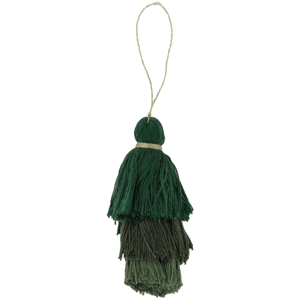 TEXTILE BEADS - TASSEL COTTON - THREE-LAYER - 8cm GREEN (DARK)-GREEN MILITARY-GREEN MILITARY 46 - 2pcs.