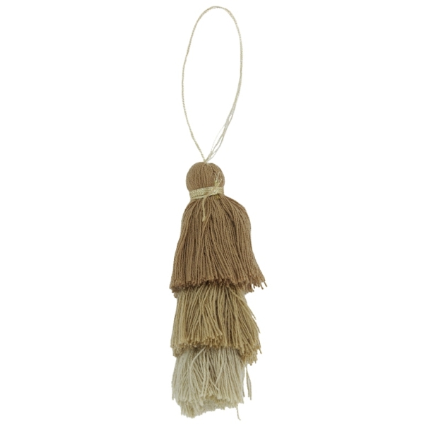 TEXTILE BEADS - TASSEL COTTON - THREE-LAYER - 8cm BROWN-BROWN (LIGHT)-BEIGE 57 - 2pcs.