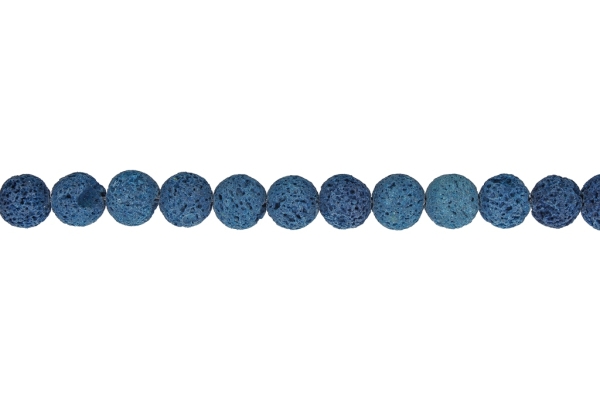 NATURAL STONE BEADS - LAVA STONE BLUE - 10mm - STRING (38pcs.) Hole-1.2mm