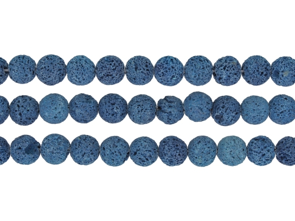 NATURAL STONE BEADS - LAVA STONE BLUE - 10mm - PACKAGE (3x38pcs.) Hole-1.2mm